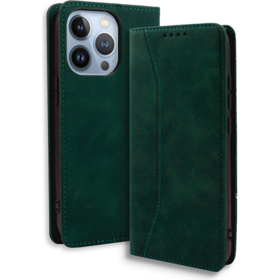Bodycell Book Case Pu Leather iPhone 13 Pro Green - (04-01173)