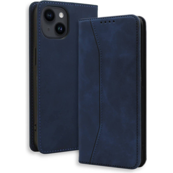 Bodycell Book Case Pu Leather iPhone 14 Blue - (04-01175)