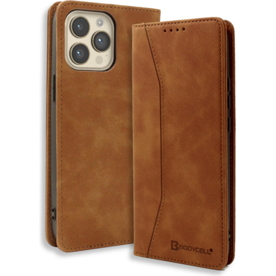 Bodycell Book Case Pu Leather iPhone 14 Pro Max Brown - (04-01011)