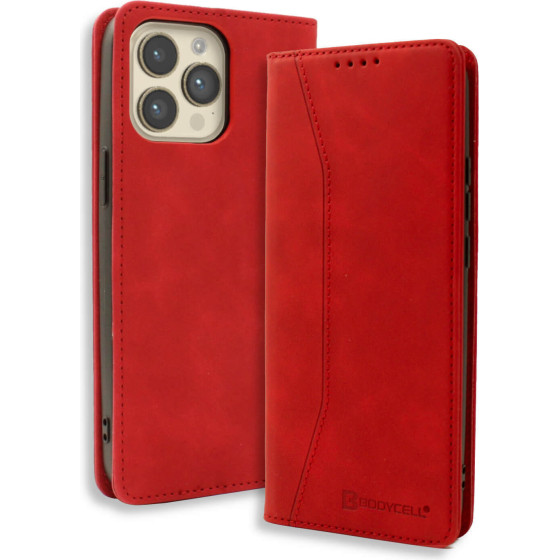 Bodycell Book Case Pu Leather iPhone 14 Pro Red - (04-01009)