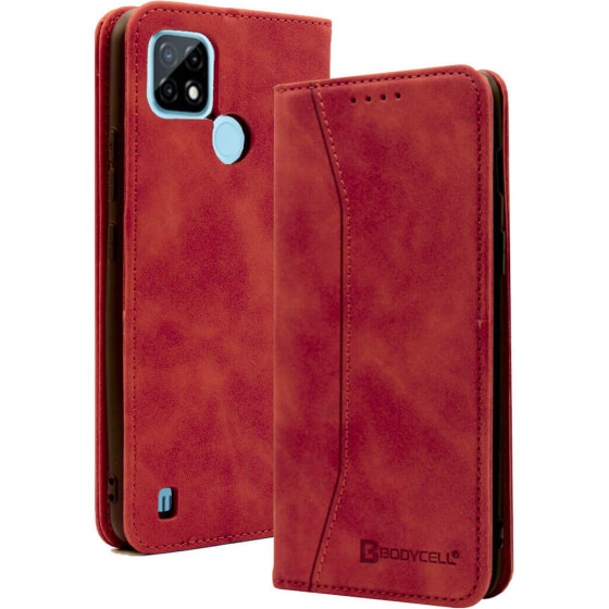 Bodycell Book Case Pu Leather Realme C21 Red - (04-00416)