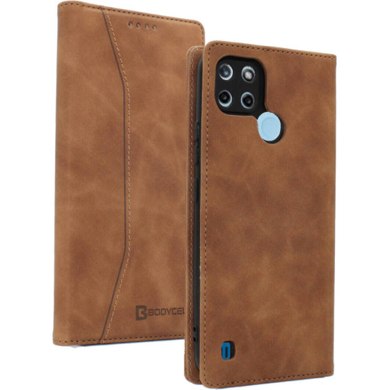 Bodycell Book Case Pu Leather Realme C21Y/C25Y Brown - (04-00240)
