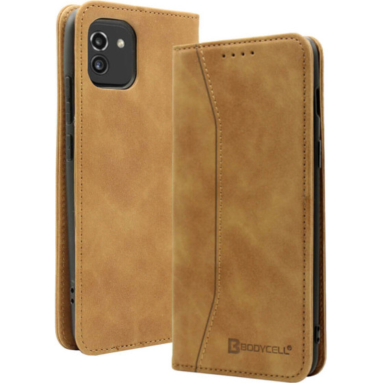 Bodycell Book Case Pu Leather Samsung A03 4G Brown - (04-00894)