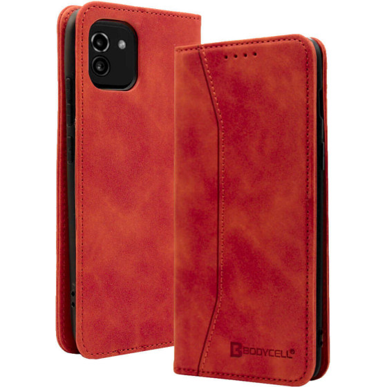 Bodycell Book Case Pu Leather Samsung A03 4G Red - (04-00895)