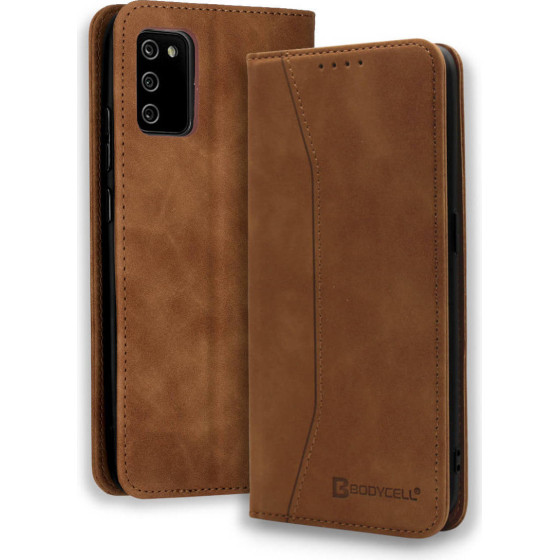 Bodycell Book Case Pu Leather Samsung A03s Brown - (04-00855)