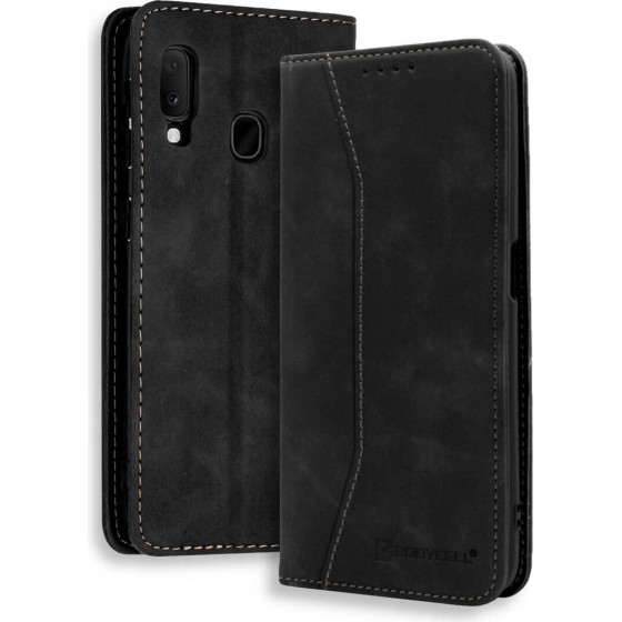 Bodycell Book Case Pu Leather Samsung A20E Black - (04-00292)