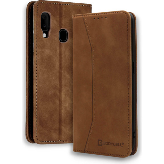 Bodycell Book Case Pu Leather Samsung A20E Brown - (04-00294)