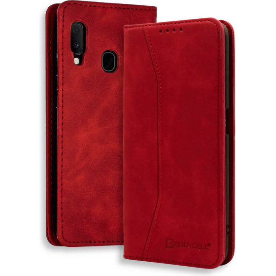 Bodycell Book Case Pu Leather Samsung A20E Red - (04-00293)