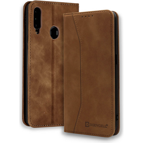 Bodycell Book Case Pu Leather Samsung A20S Brown - (04-00299)
