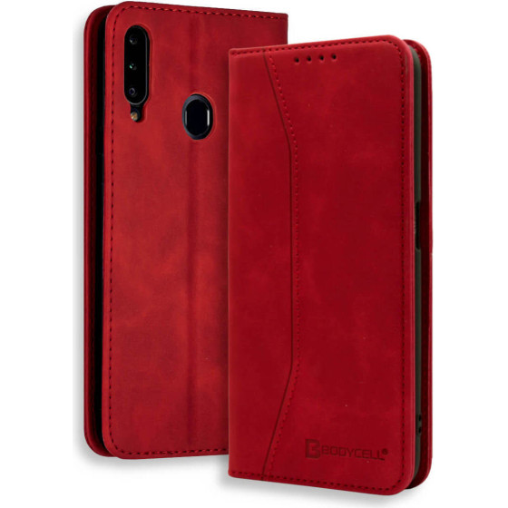 Bodycell Book Case Pu Leather Samsung A20S Red - (04-00298)