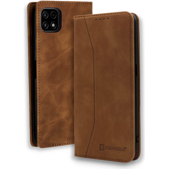 Bodycell Book Case Pu Leather Samsung A22 5G Brown - (04-00821)