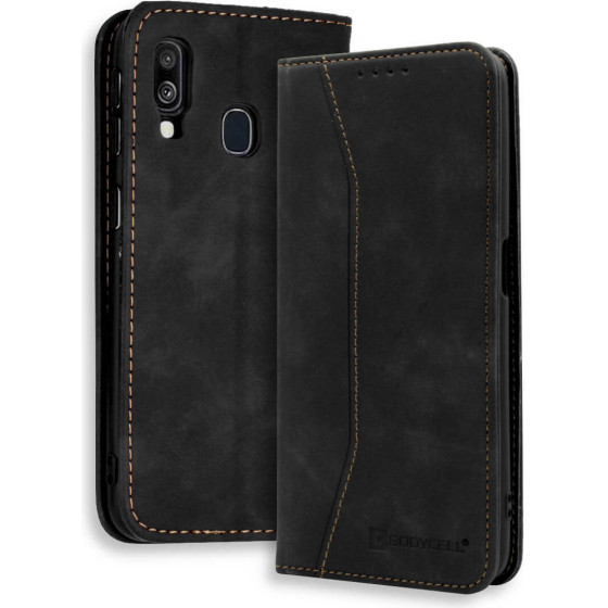 Bodycell Book Case Pu Leather Samsung A40 Black - (04-00312)
