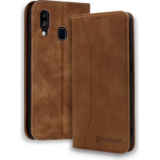 Bodycell Book Case Pu Leather Samsung A40 Brown - (04-00314)