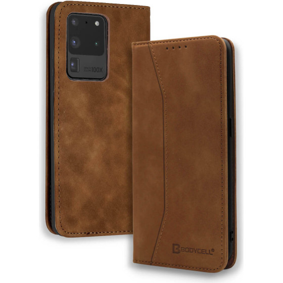 Bodycell Book Case Pu Leather Samsung S20 Ultra Brown - (04-00354)