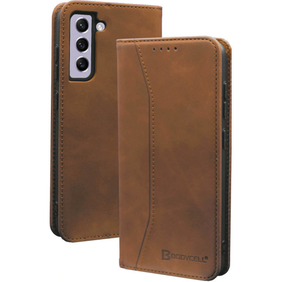Bodycell Book Case Pu Leather Samsung S21 FE Brown - (04-00346)