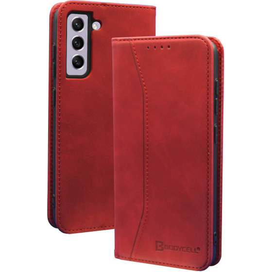 Bodycell Book Case Pu Leather Samsung S21 FE Red - (04-00340)