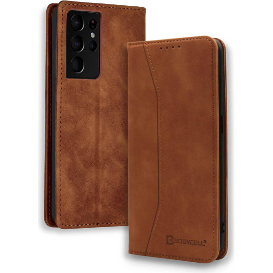 Bodycell Book Case Pu Leather Samsung S21 Ultra Brown - (04-00394)