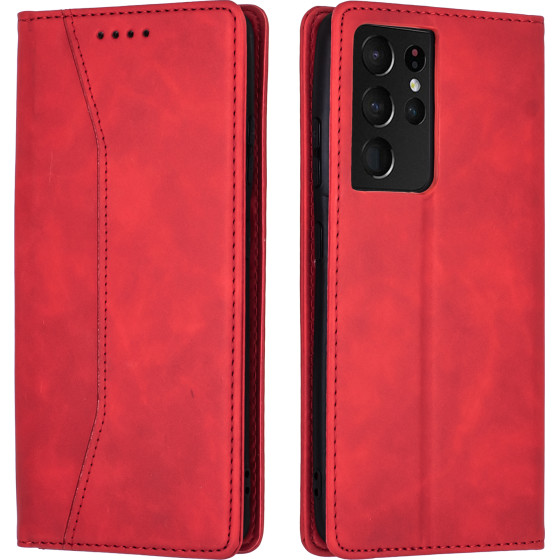 Bodycell Book Case Pu Leather Samsung S21 Ultra Red - (04-00393)