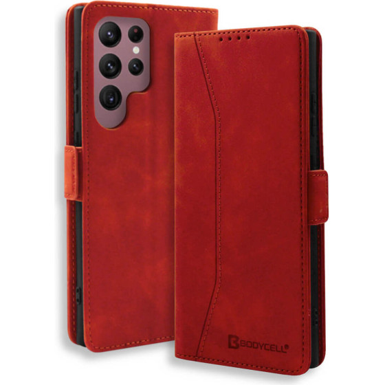 Bodycell Book Case Pu Leather Samsung S23 Ultra 5G Red - (04-01106)