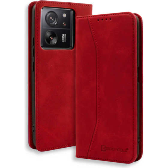 Bodycell Book Case Pu Leather Xiaomi 13T/13T Pro Red - (BB-00062)