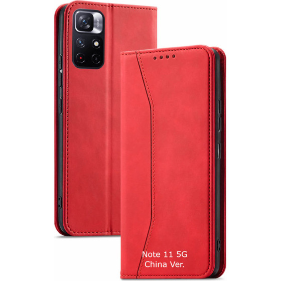 Bodycell Book Case Pu Leather Xiaomi Note 11T/Note 11s 5G/Poco M4 Pro 5G Red - (04-00485)
