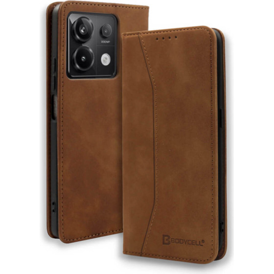 Bodycell Book Case Pu Leather Xiaomi Note 13 Pro 5G/Poco X6 5G Brown - (BB-00043)