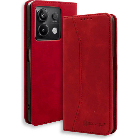 Bodycell Book Case Pu Leather Xiaomi Note 13 Pro 5G/Poco X6 5G Red - (BB-00044)