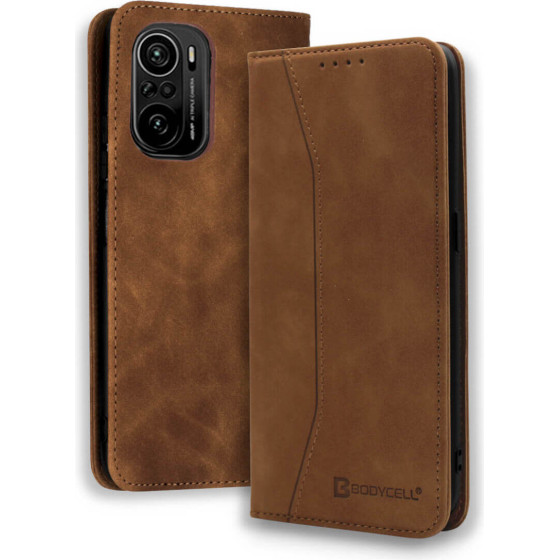Bodycell Book Case Pu Leather Xiaomi Poco F3 5G Brown - (04-00653)