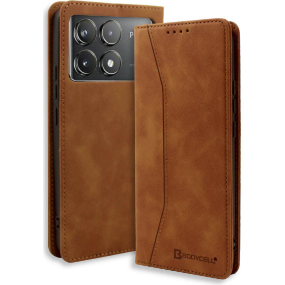 Bodycell Book Case Pu Leather Xiaomi Poco F6 Pro 5G Brown - (BB-00097)