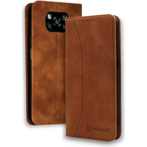 Bodycell Book Case Pu Leather Xiaomi Poco X3 NFC/X3 Pro Brown - (04-00650)
