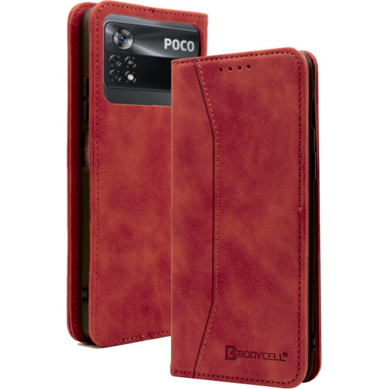Bodycell Book Case Pu Leather Xiaomi Poco X4 Pro 5G Red - (04-00910)