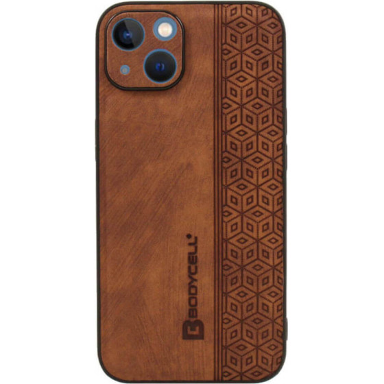 Bodycell Pattern Leather Backcover iPhone 14 Brown - (BY-00022)