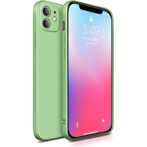 Bodycell Square Liquid Silicon Case iPhone 12 Light Green - (04-00736)