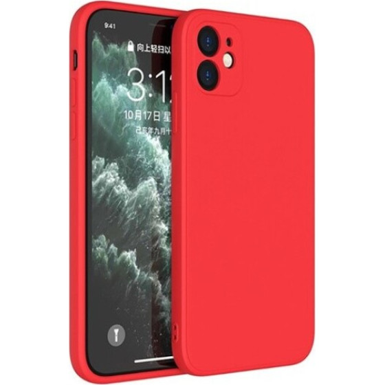 Bodycell Square Liquid Silicon Case iPhone 12 Red - (04-00737)