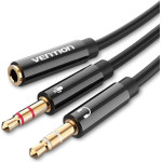 Vention 2*3.5mm Male To 4POle 3.5mm Female Audio Cable 0.3M Black Abs Type - (BBTBY)