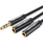 Vention 3.5mm Male To 2*3.5mm Female Stereo Splitter Cable 0.3M Black Abs Type - (BBSBY)