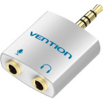 Vention 4POle 3.5mm Male To 2*3.5mm Female Audio Adapter Silvery Metal Type - (BDBW0)