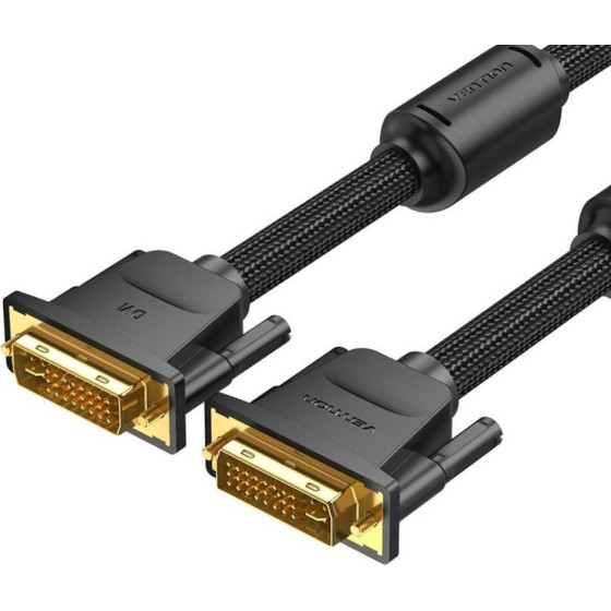 Vention Cotton Braided DVI-D (24+1) Male To Male Cable 2M Black - (EAEBH)