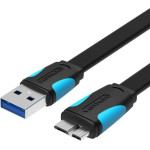Vention Flat Usb 3.0 A Male To Micro B Male Cable 0.5M Black - (VAS-A12-B050)