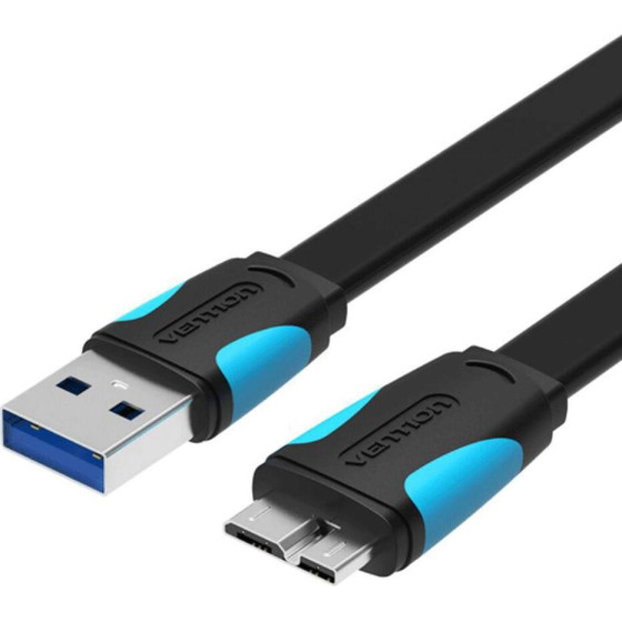 Vention Flat Usb 3.0 A Male To Micro B Male Cable 0.5M Black - (VAS-A12-B050)