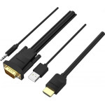 Vention Hdmi To Vga Cable With Audio Output & Usb Power Supply 1.5M Black - (ABIBG)