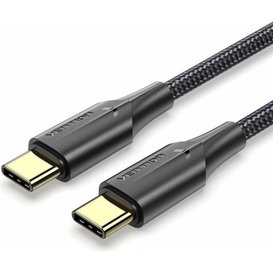 Vention Nylon Braided Type-C To Type-C 3A Cable 3M Black Led Type - (TAUBI)