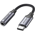 Vention Type-C Male To 3.5mm Earphone Jack With Dac Adapter 0.1M Gray Aluminum Alloy Type - (BGMHA)