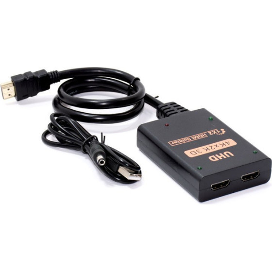 Powertech Hdmi Splitter 1-In �� 2-out, 4K/30Hz, HDR/HDCP, ����� - (CAB-H173)