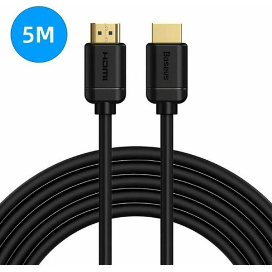 Baseus 2x Hdmi 2.0 4K 30Hz Cable, 3D, HDR, 18Gbps, 5m Black - (CAKGQ-D01)