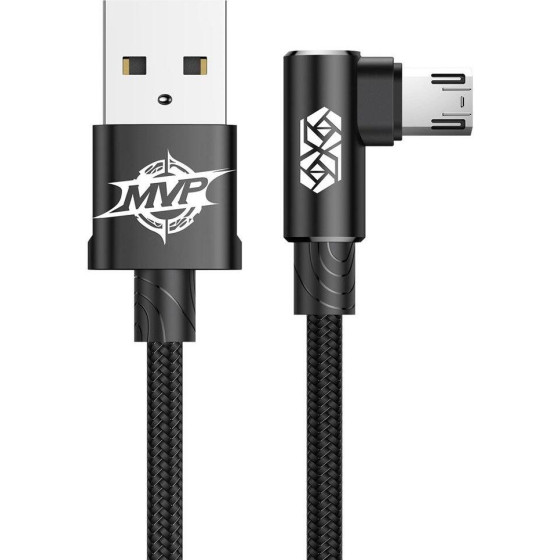 Baseus Mvp Elbow Cable Usb To Micro Usb 2a 1m - Black - (CAMMVP-B01)