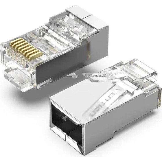 Vention Cat.6 Ftp RJ45 Modular Plug Transparent Metal Type 50-Pack - (IDCR0-50)