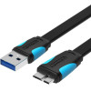 Vention Flat Usb 3.0 A Male To Micro B Male Cable 2M Black - (VAS-A12-B200)