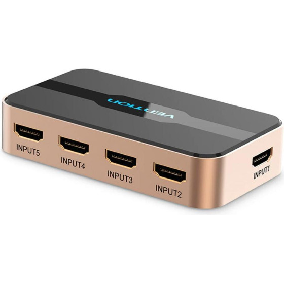 Vention Hdmi Switcher 5 In 1 Out Gold - High-End Series - (ACDG0)