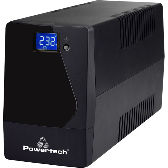 Powertech Ups Line Interactive �� �����, 850VA, 510W, 2x Schuko, 2x RJ45/RJ11 - (PT-850LCD)